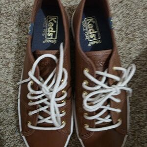 Keds Women's Tan Sneakers with White Laces